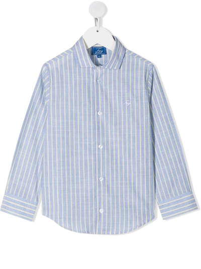 Fay Kids' Striped Print Shirt In Blue