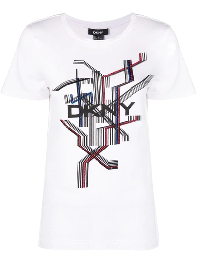 Dkny Beaded Logo T-shirt In White