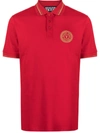 Versace Jeans Couture V-emblem Embroidered Slim Fit Polo Shirt In Red