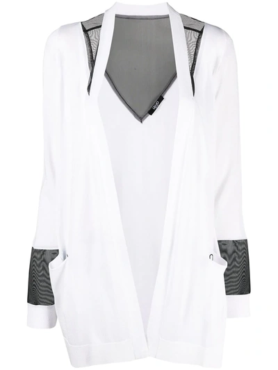 Liu •jo Two-tone Knitted Cardigan In White