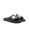 Msgm Teen Contrast Logo-print Slides In Black