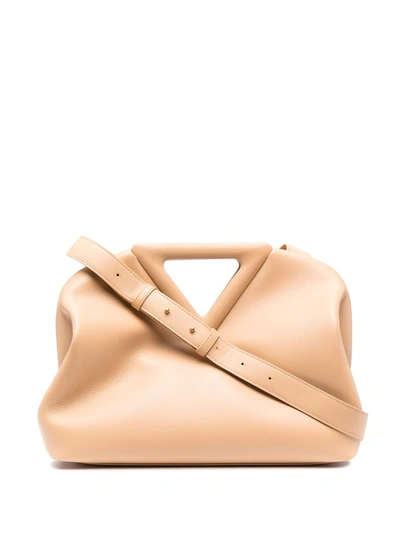 Bottega Veneta Md Point Nappa Leather Top Handle Bag In Nude & Neutrals