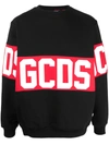 Gcds Black Wool Band Logo Crewneck Sweater
