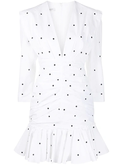 Philosophy Di Lorenzo Serafini Plunging V-neck Polka-dot Dress In White