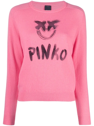 Pinko Logo-print Long-sleeve Jumper In Pink