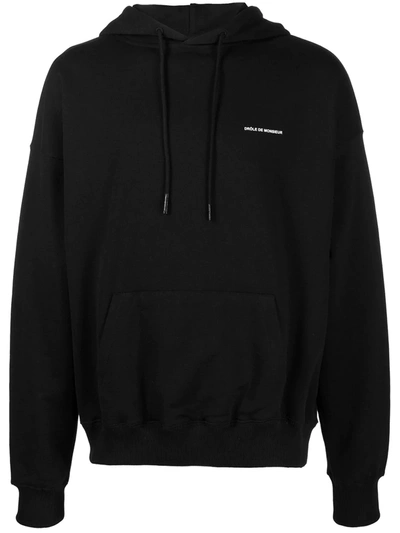 Drôle De Monsieur Slogan-embroidered Hoodie In Black