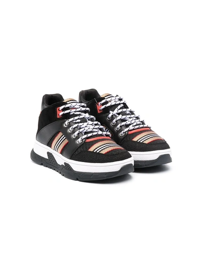 Burberry Iconic Stripe Trainers In Black