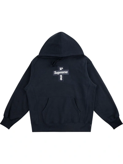 Supreme Cross Box Logo Hoodie In Blue