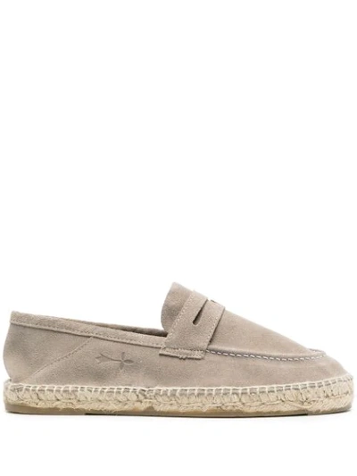 Manebi Hamptons Suede Penny Loafers In Beige