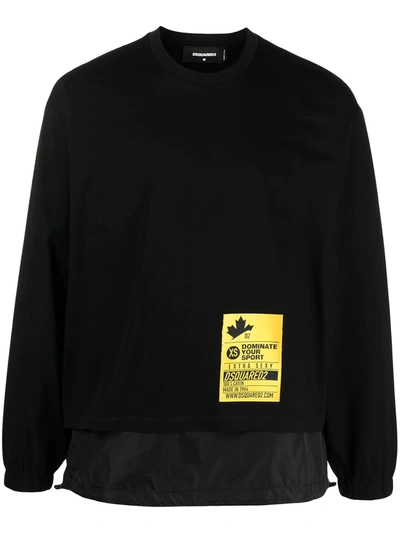 Dsquared2 Logo-patch Removable-panel Sweatshirt In Black