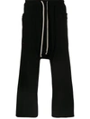 RICK OWENS DRKSHDW DROP-CROTCH CROPPED TROUSERS