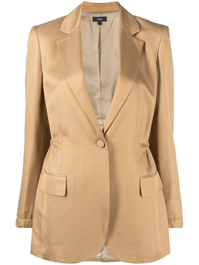 Theory Notched-lapel Single-breasted Blazer In Neutrals