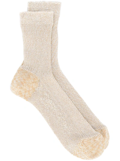 Missoni Fine Ribbed Knit Socks In Neutrals