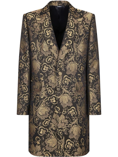 Dolce & Gabbana Jacquard Single-breasted Coat In Multicolor