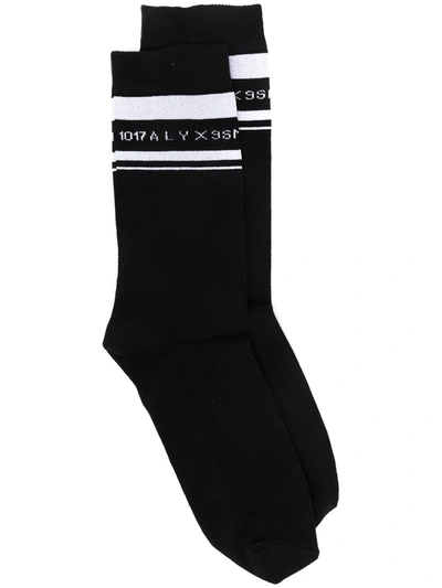 Alyx Logo Intarsia Mid-calf Socks In Black