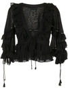 CYNTHIA ROWLEY STELLA TIE-FRONT TIERED BLOUSE