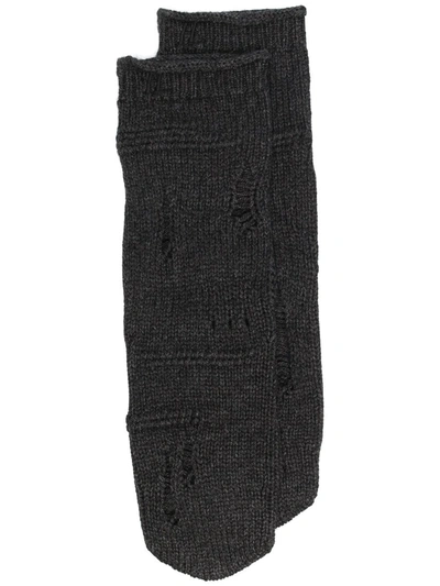 Helmut Lang Knitted Distressed Socks In Grey