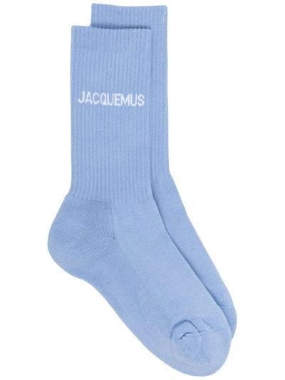 Jacquemus Logo-print Ankle Socks In Blue