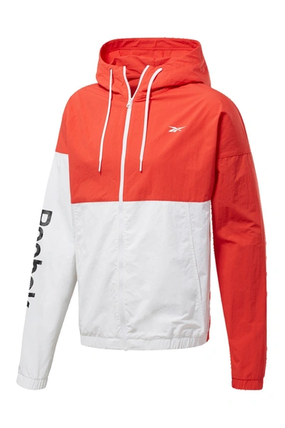 Reebok Colorblock Hooded Zip Jacket In Radred