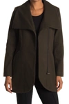 French Connection Tulip Hem Asymmetrical Hem Wool Blend Coat In Military G