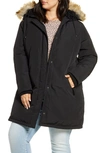 Sam Edelman Faux Fur Trim Short Parka In Black