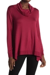 Ady P Long Sleeve Cowl Neck Sweater In Cherry On