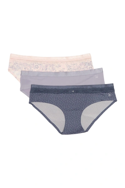 Jessica Simpson Inset Lace Trim Hipster In Angel Wing/lilac Grey/grey