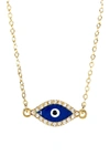 Sterling Forever 14k Yellow Gold Plated Pave Cz Evil Eye Pendant Necklace In Gold