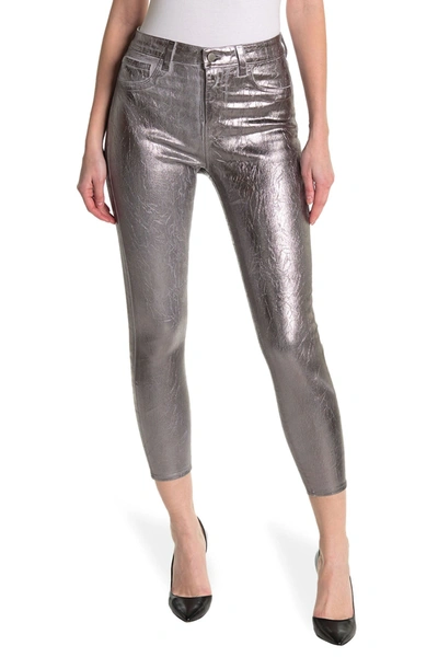 L Agence Margot High Waist Metallic Crop Skinny Jeans In Dark Graph