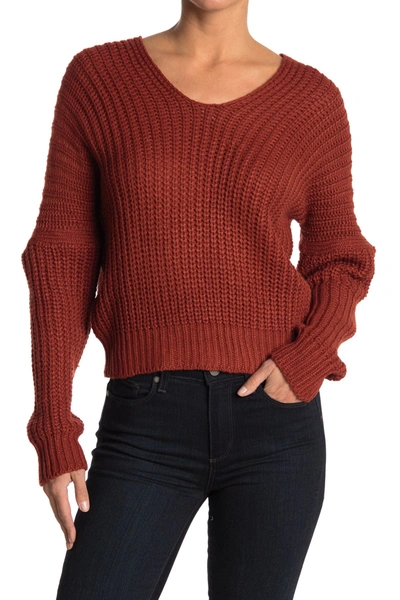 Poof V-neck Knit Sweater In Terrecotta