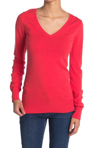 Abound Solid V-neck Pullover Sweater In Red Bittersweet