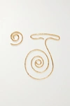 JACQUEMUS LA SPIRALE HAMMERED GOLD-TONE EARRINGS