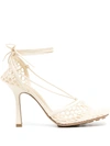 Bottega Veneta Stretch Wraparound Leather And Mesh Pumps
