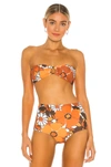 Faithfull The Brand + Net Sustain Malady Floral-print Bandeau Bikini Top In Orange Isola Floral