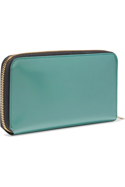 Acne Studios Flourite Leather Continental Wallet In Teal