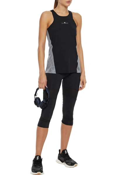 Adidas By Stella Mccartney Run Loose Stretch And Perforated Jersey Tank In Black