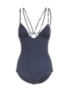 Jacquemus Deep V Neckline One Piece Swimsuit In Dark Blue