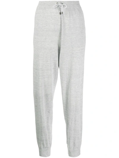 Brunello Cucinelli Tapered Bead-embellished Cashmere Track Pants In Grey
