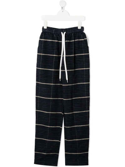 Duoltd Teen Striped Track Pants With Logo Stripe Detail In Blue