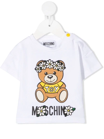 Moschino Babies' Teddy Bear 印花t恤 In White