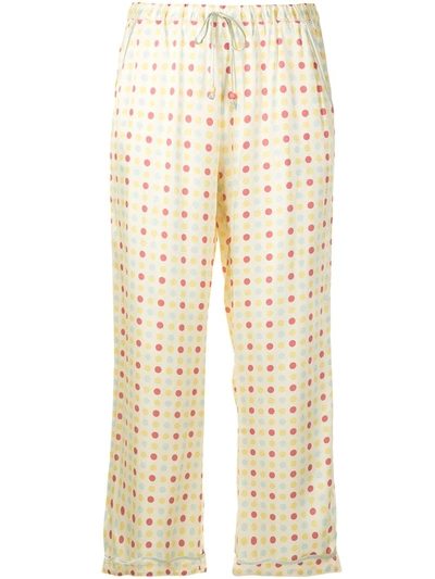 Morgan Lane Polka-dot Print Petal Pyjama Trousers In Yellow
