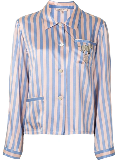 Morgan Lane Ruthie Striped Silk Blend Pyjama Top In Cotton Candy