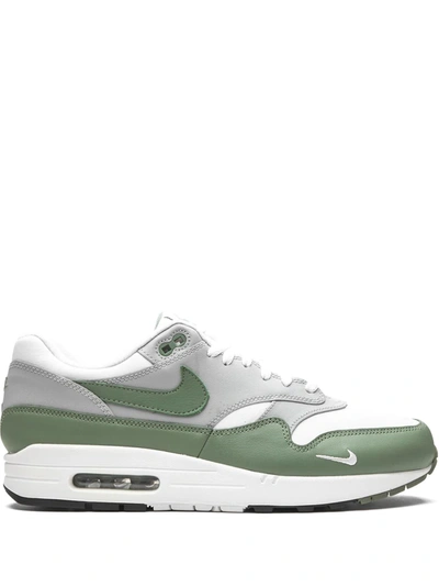 Nike Air Max 1 Premium Colour-block Leather Sneakers In White/mica Green-pho