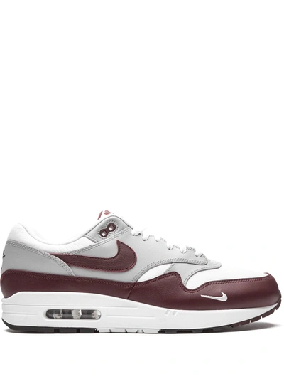 Nike Air Max 1 Premium Colour-block Leather Sneakers In White,wolf Grey,black,mystic Dates