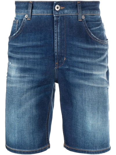 Dondup Stonewashed Denim Shorts In Blue