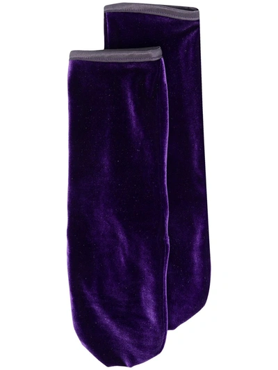 Simone Wild Velvet Ankle Socks In Purple