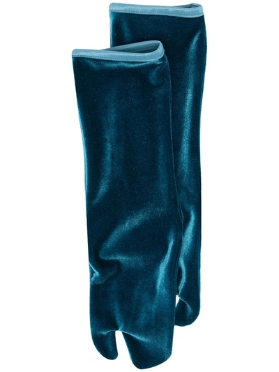 Simone Wild Velvet Ankle Socks In Blue