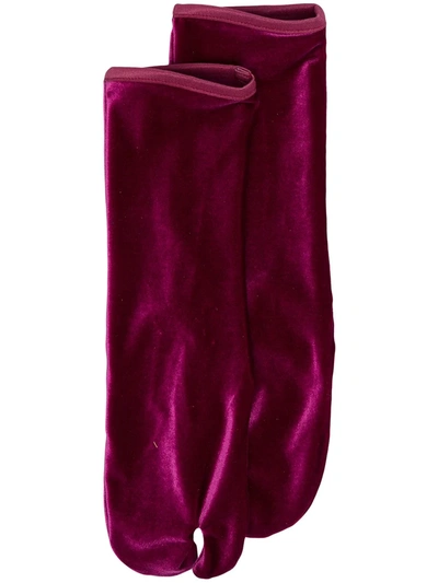 Simone Wild Velvet Ankle Socks In Pink