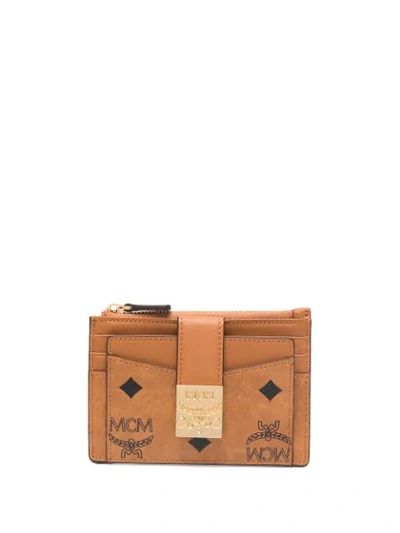Mcm Monogram-print Leather Wallet In Brown