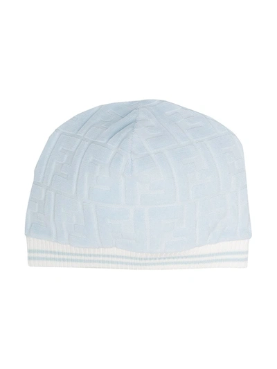 Fendi Babies' Ff-logo Cotton Sun Hat In Blue
